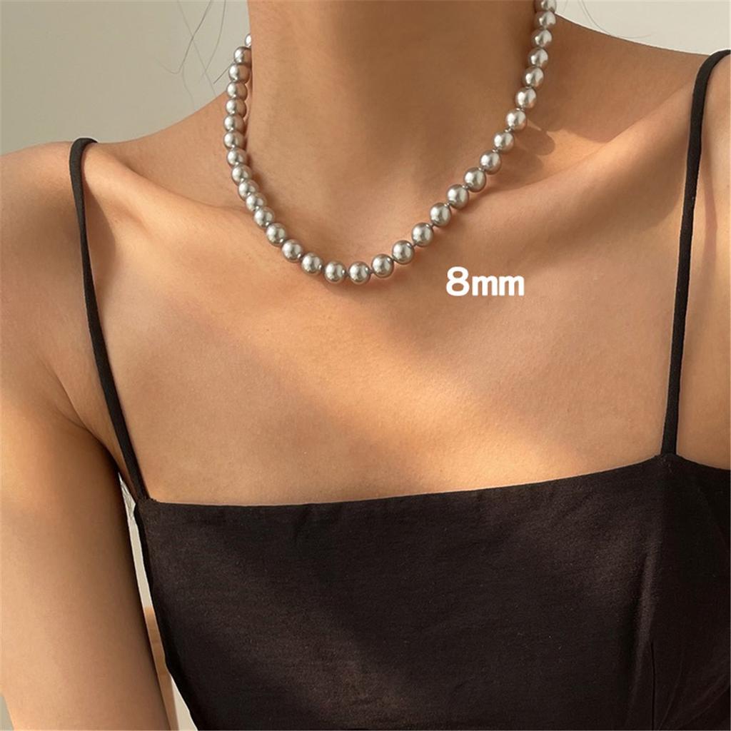 Tooxika Vintage Luksusowy Naszyjnik z Szarych Pereł Prosty Temperament Zimny Wiatr Łańcuszek na Obojczyk Damski Łańcuszek do Swetra