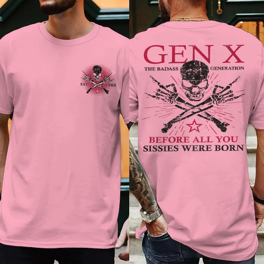 Stampato 1965 Divertente Generazione X Unisex Unisex Magliette La Generazione Badass Cresciuta Dai Teschi Streetwear Manica Corta Ropa Hombre Magliette