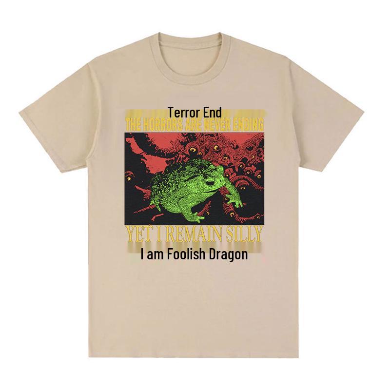 

Мужская винтажная футболка с графикой японского хоррора и лягушкой XS