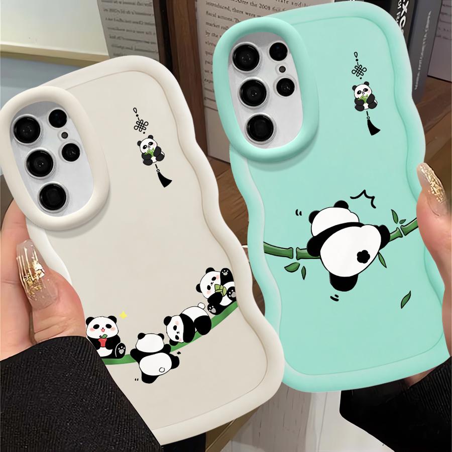 Cartoon Cute Panda Soft Phone Cover Case for Samsung Galaxy S21 S25 A26 S23 Plus S22 Ultra S20 FE A25 S24 A36 A54 A35 A34 A24