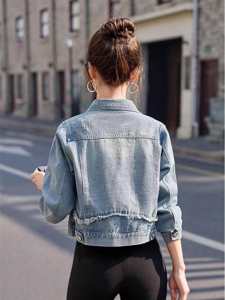 Women's Retro Denim Jacket - Autumn 2025 Petite Collection, Age-Reducing Stylish Design