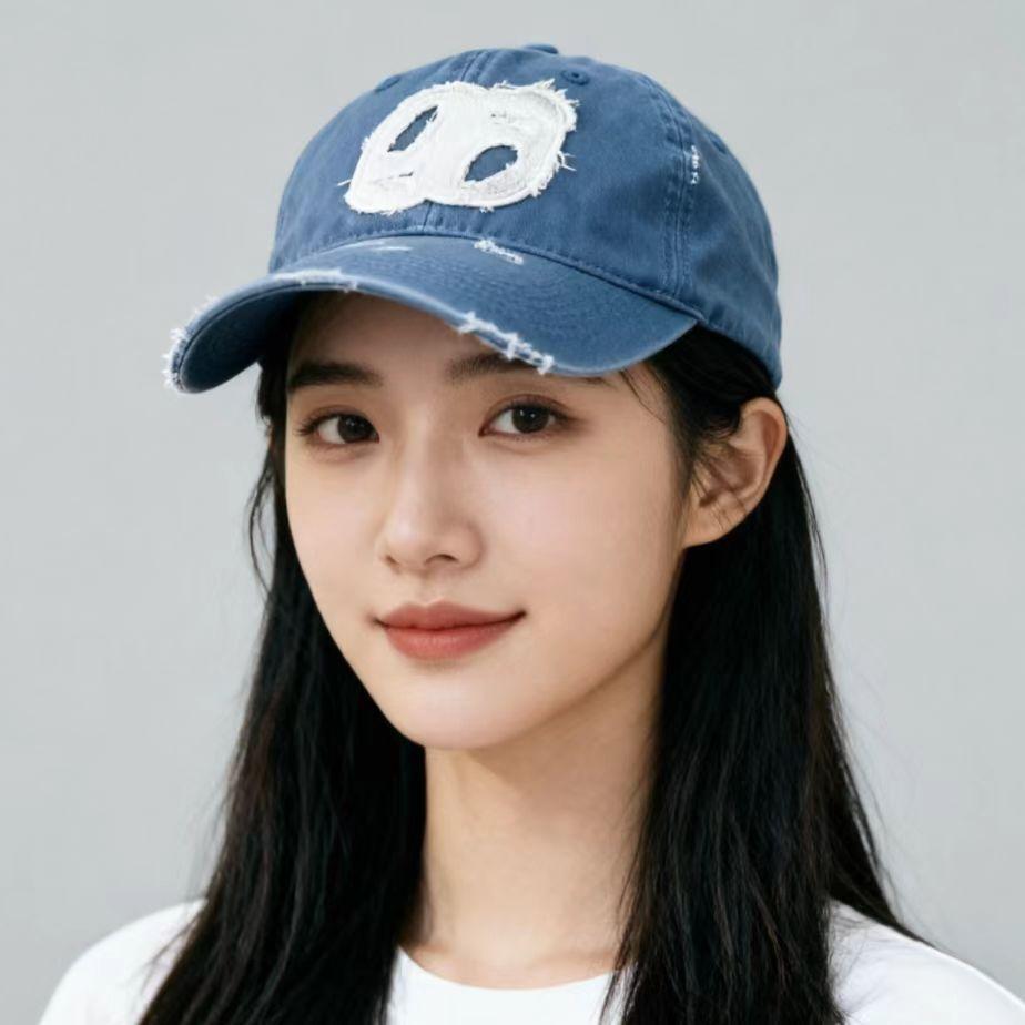 Fashion Hat Korean trendy brand ripped cap children American retro street deepening big head circumference showing face small baseball cap