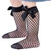 1-8years Kids Girls Knee-High Fishnet Socks Hollowed Bowknot Elastic Summer Lightweight Socks For Infant Girls
