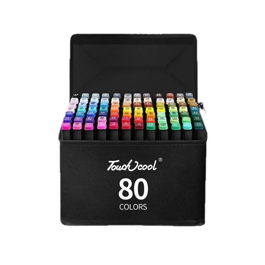 80 Stück/Set Marker-Set, Doppelkopf Alkohol Ölig Kinder Schüler Kunst Malerei Schnelltrocknend Pinsel 80-Farben Aquarellstift