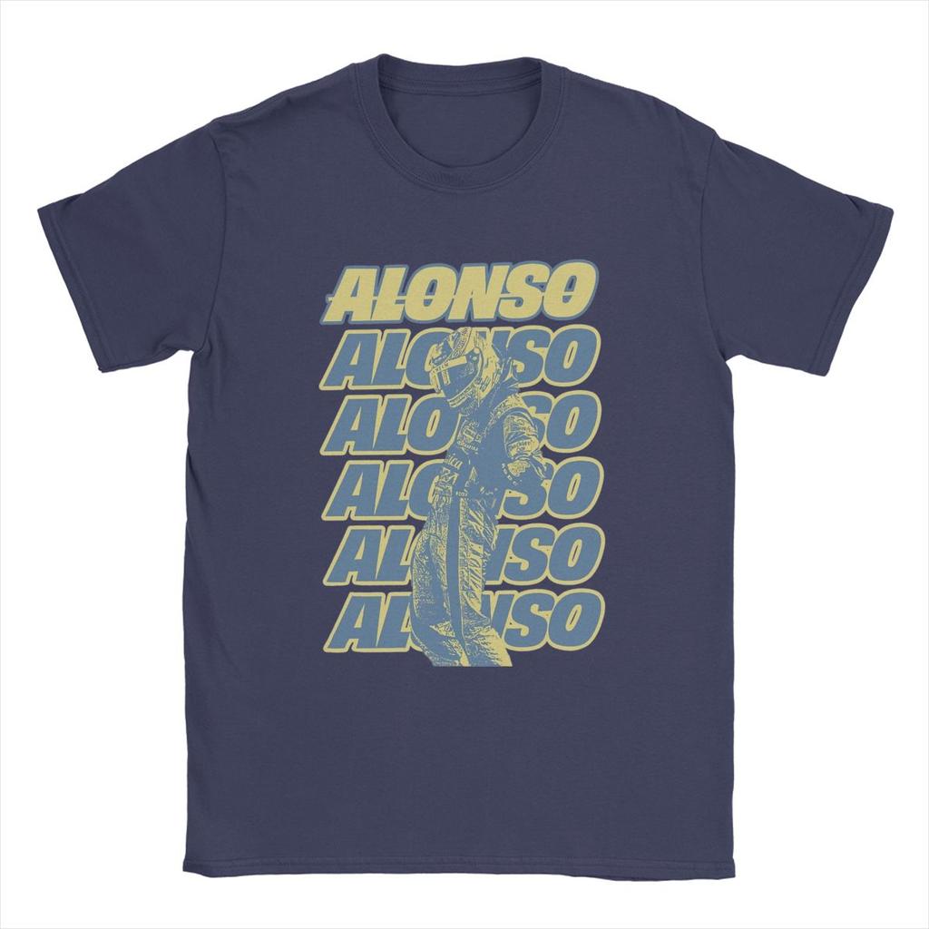 Men T-Shirt Fernando Racing Alonsos Retro Driver Cool Cotton Tee Shirt Short Sleeve 14 Cars T Shirts Crewneck Clothing Printed