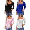 Camicia da donna primaverile con scollo quadrato scolpito in pizzo a maniche lunghe tinta unita T-shirt da donna pullover morbida e traspirante