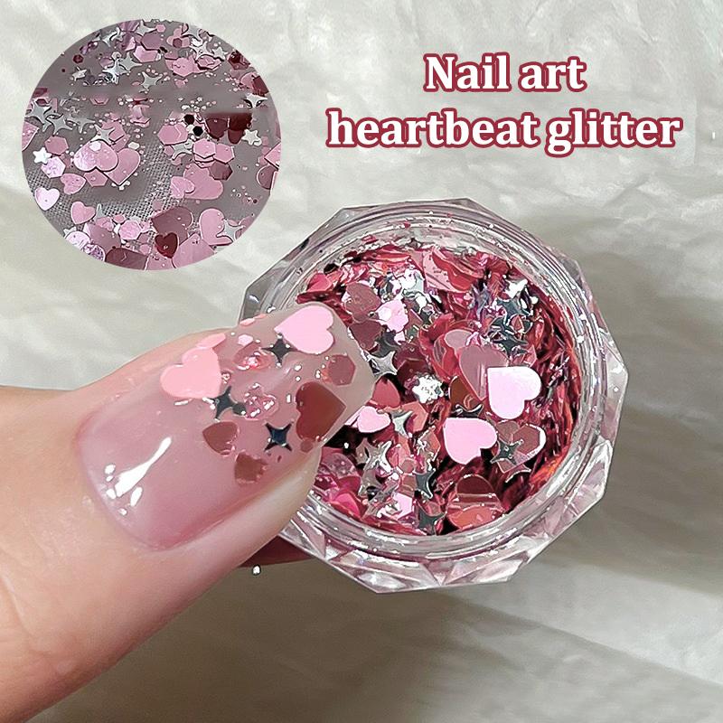 Nail Art Glitter Sequins Mixed Heart Star Shaped Nail Sequins Paillette Nail Art Decoration Nail Art 3D Decals Accessories