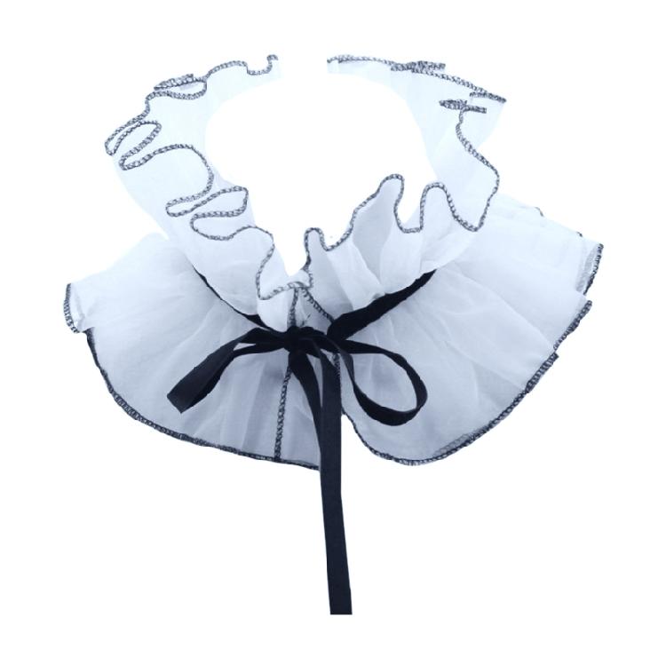 Adjustable Tie Ruffled Collar Organza For Victorian Age Costumes and Cosplay Halloween Accessory Collar