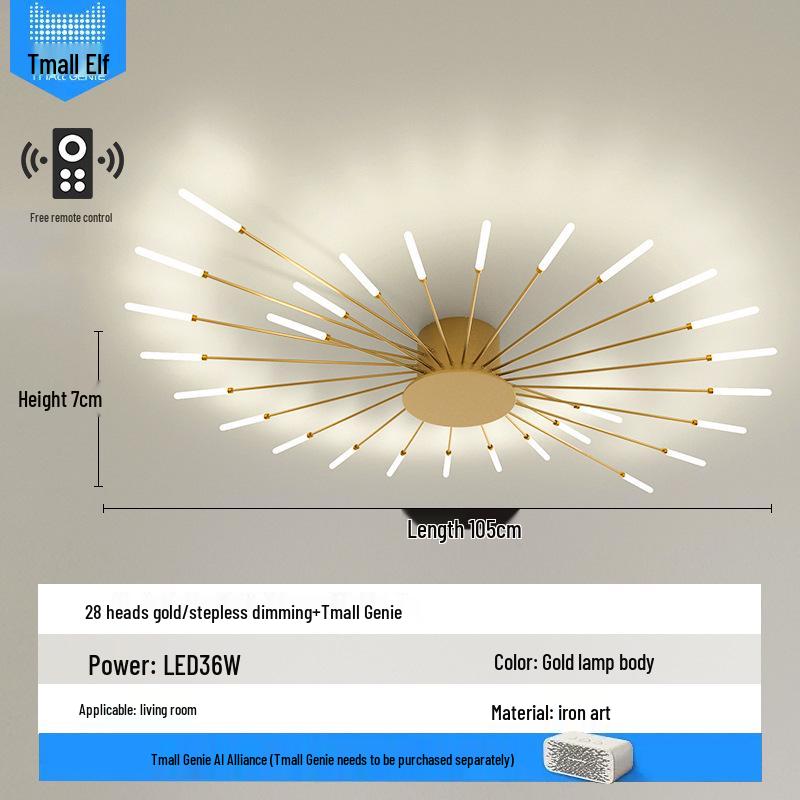 Nordic Fireworks Rotating LED Ceiling Light - High-End Living Room and Bedroom Lighting