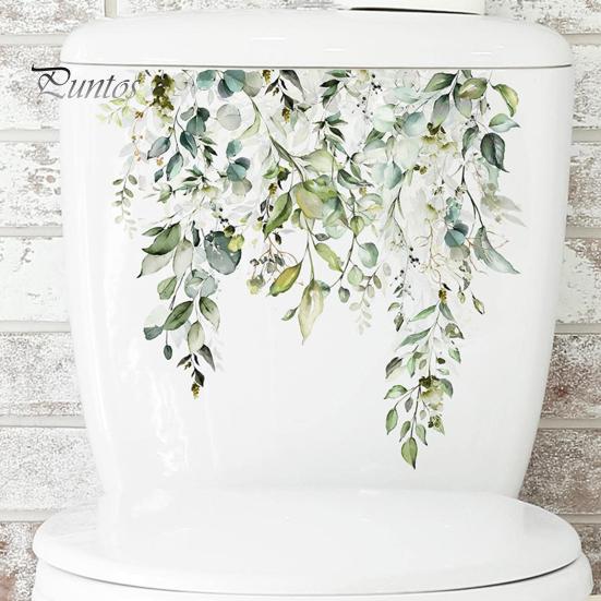 Floral Toilet Lid Decal Seat Self Adhesive Strong Stickiness Decorative Waterproof Removable Plant Leaves Flowers Sticker Flower