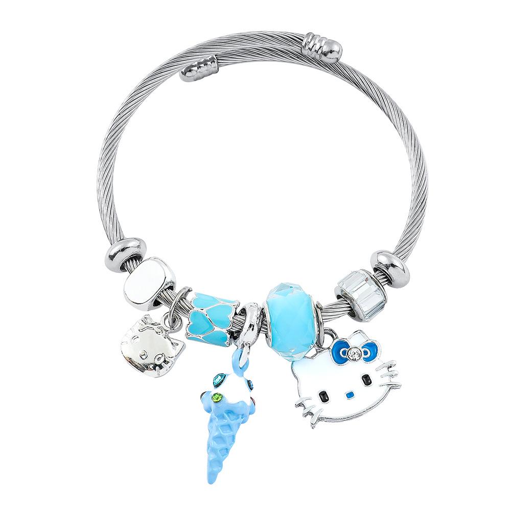 Hello Kitty Rosa Pandora Armband - Niedliches Cartoon-Katzen-Charme-Bügelarmband Schmuck