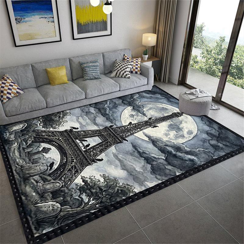 2025 New Paris Eiffel Tower Carpet Rug for Living Room Bedroom Home Sofa Decoration,Kids Play Non-slip Floor Mat86