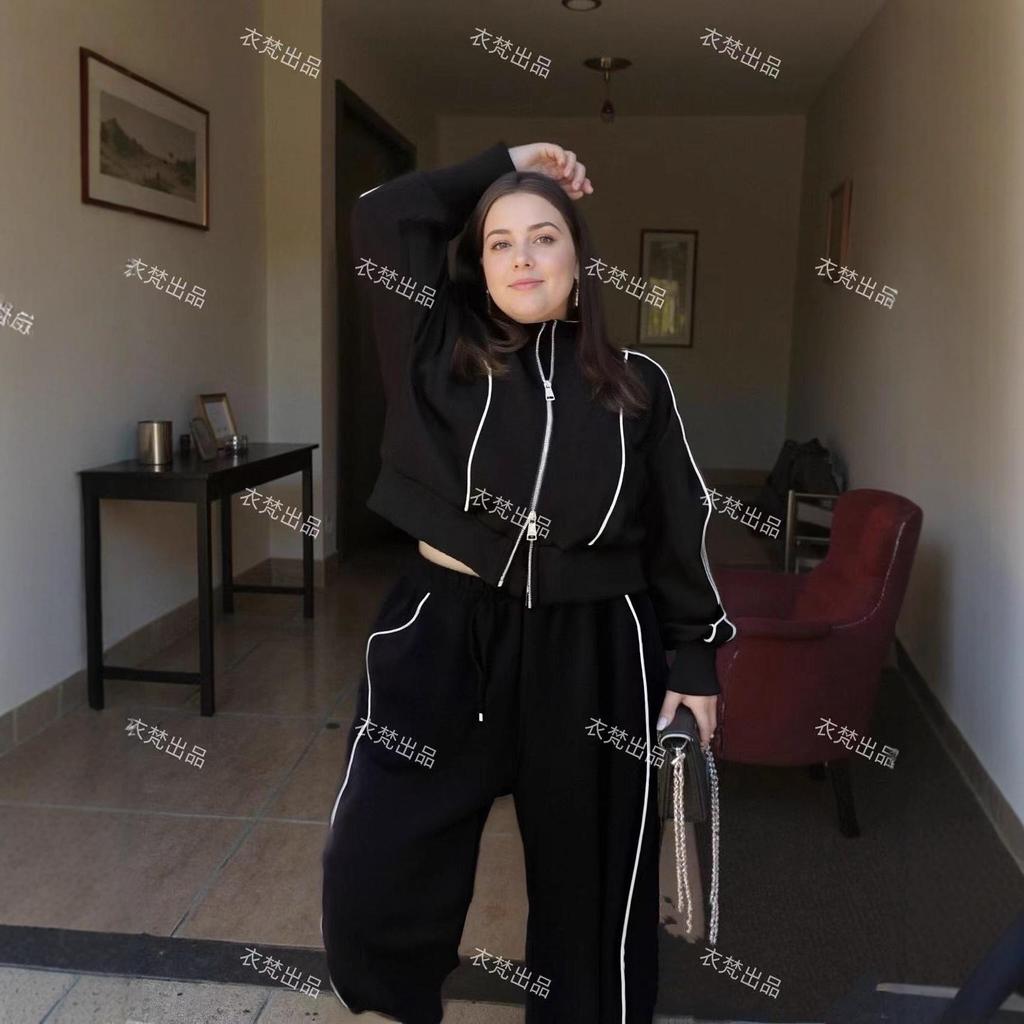 Women's Slimming Street-Style Two-Piece Set: Long-Sleeve Hoodie & Wide-Leg Pants for Spring/Autumn