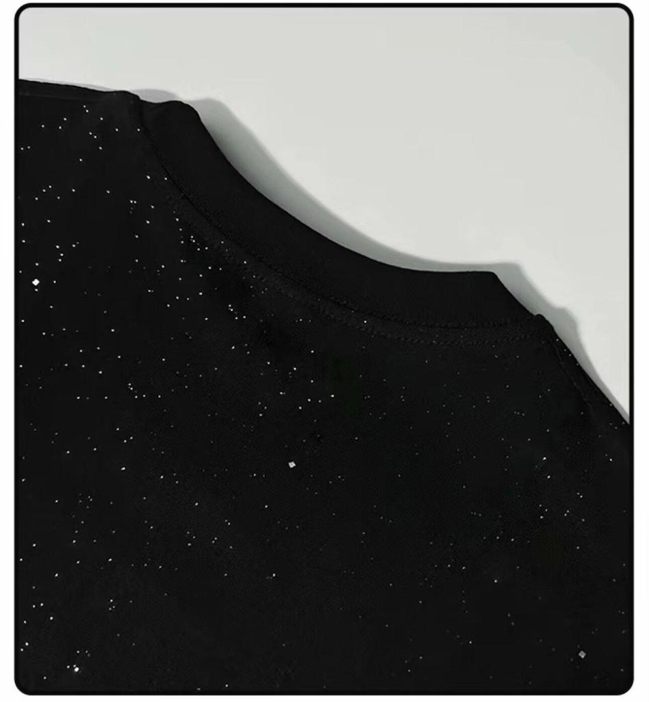 Summer 2025 Starry Sky Baby's Breath Sequin Loose T-Shirt