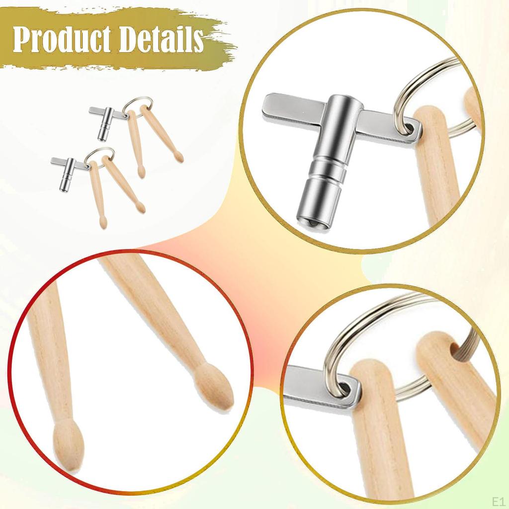 2 Pieces Drum Rod Keychains for Bag Professional Drummer Gifts Compact Band Gear Novelty Wooden Mini