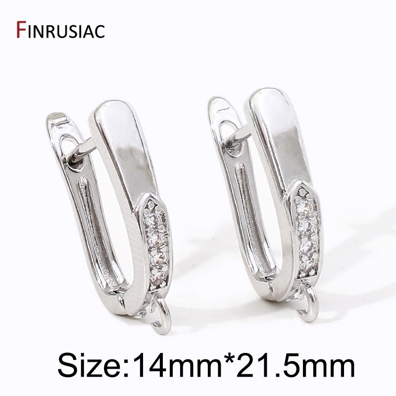 18K Gold Plated Brass Earring Fixtures,Zircon Shvenzy Ear Wire Earring Hooks For DIY Earring Jewelry Making Supplies Accessories