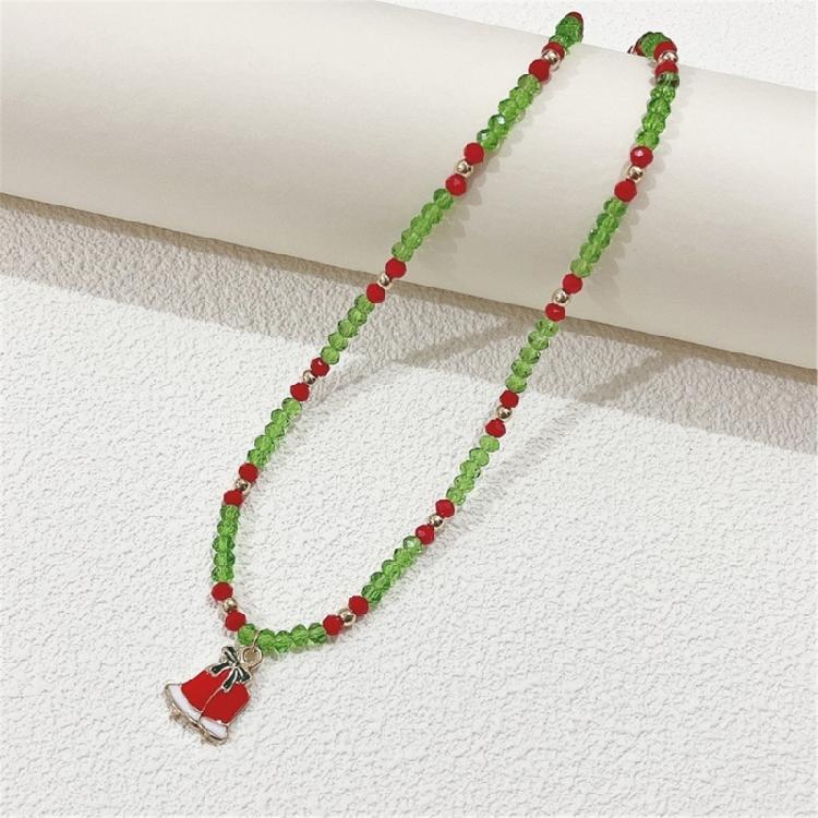 Cartoon Christmas Pendant Necklace Holiday Beaded Necklace Statement Jewelry