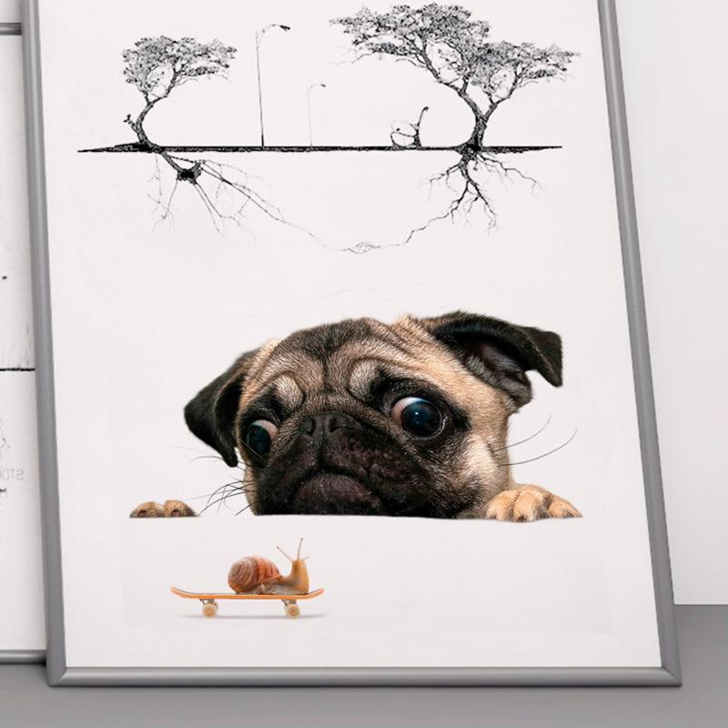 Funny 3D Dog Peeking Snail Wall Sticker Bathroom Living Room Decorations Art Decals Cute Animal Toilet Stickers for Home Decor