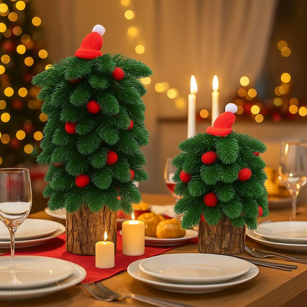 Tower Shaped Christmas Tree Ornaments Wooden Base Lifelike Artificial Christmas Tree Reusable Christmas Decorations