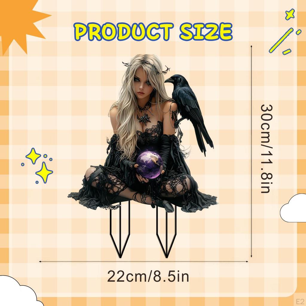Halloween Acrylic 2D Flat Garden Stake Decor Weatherproof Rainproof Ornament Plaque Yard Sign