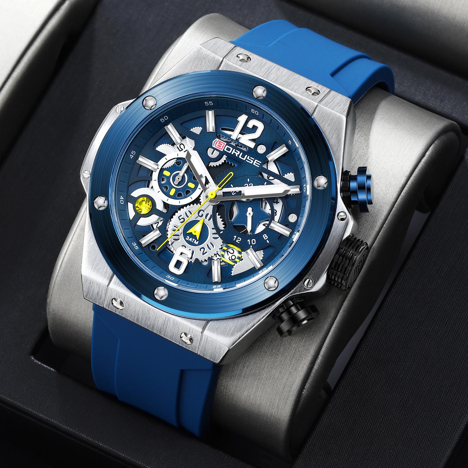 Boruse Fashion Men S Silicone Strap Watch Fashion Waterproof Luminous Calendar Quartz Watch