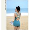 Swimsuit Women's Fashionable Conservative Belly-covering Slimming Large Size Sports Training One-piece Straight Angle Hot Swimming Suit