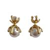 Modern Jewelry Simulated Pearl Earrings Back And Front Stud For Women Girl Gift