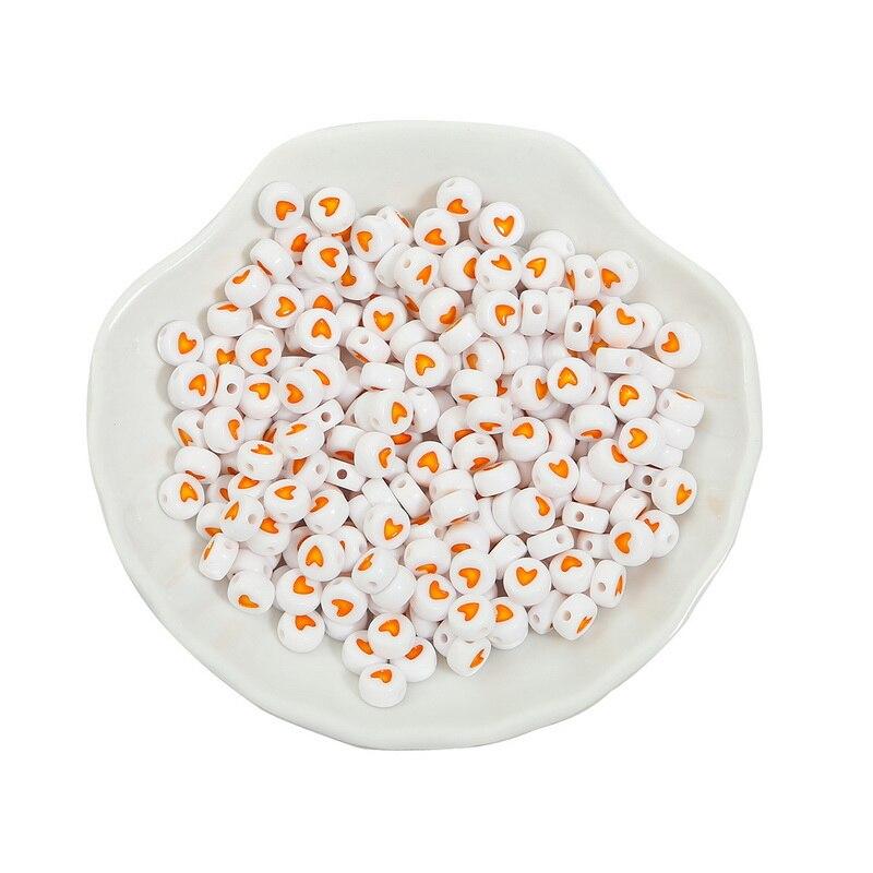 100PCS Acrylic Love Heart Loose Spacer Beads for Jewelry Making