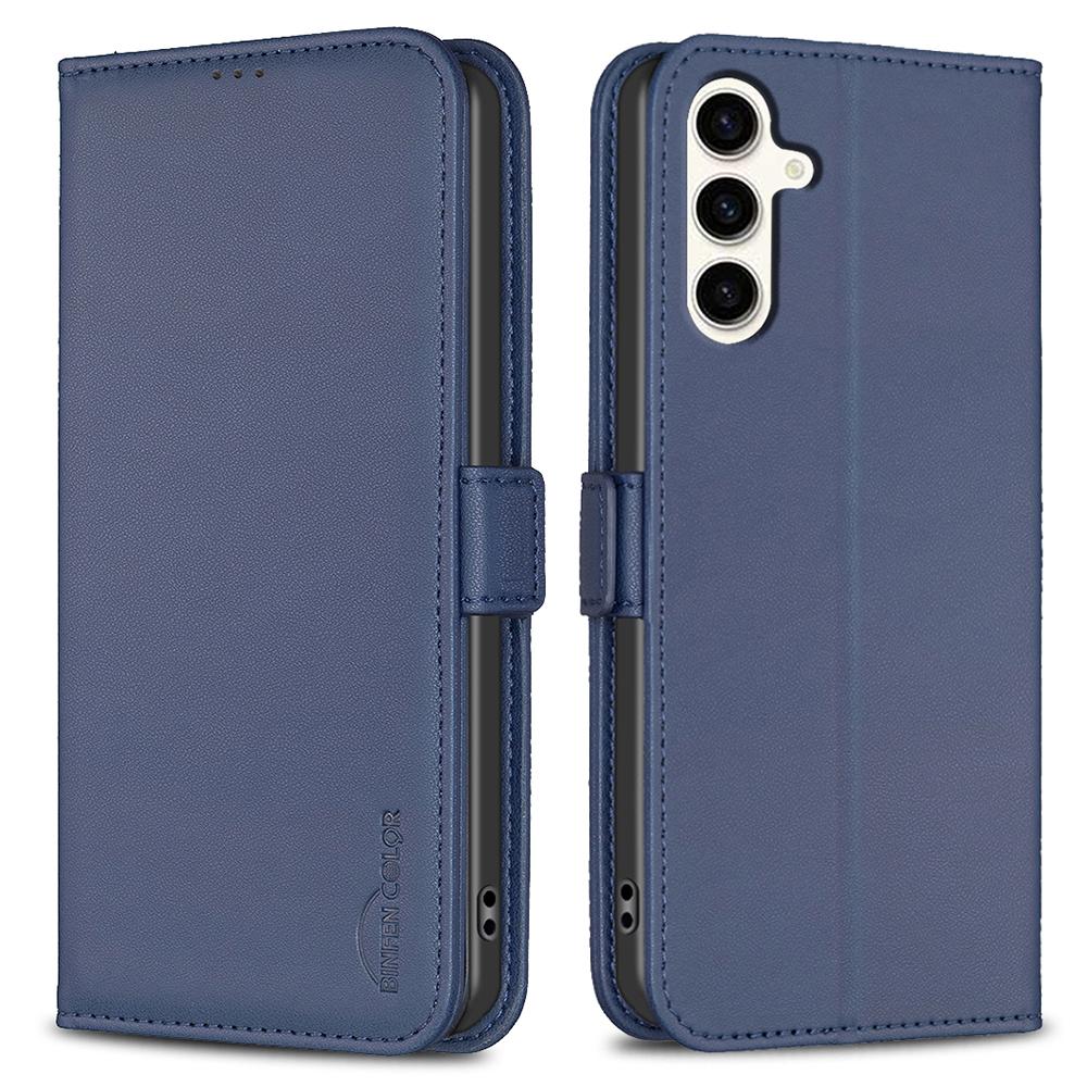 

BINFEN COLOR BF31 Чехол для Samsung Galaxy S24 FE с кошельком-подставкой, откидная крышка из ПУ кожи Blue