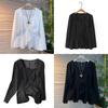 Simplicity Long Sleeved Top With Solid Color And Pleated Design For Spring Private Style