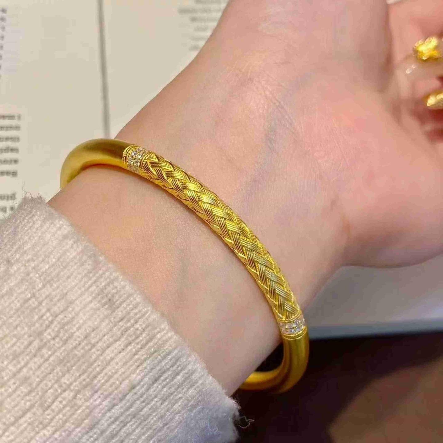 Wheat Heritage Bracelet Women s Niche Light Luxury High-end Curly Grass Pattern Bracelet 17CM