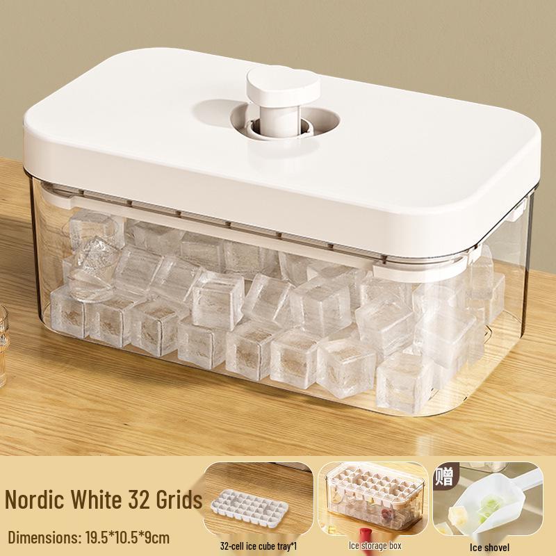 Press-Type Ice Cube Tray: Large Capacity, Food-Grade Quick Freezing Box for Home Refrigerators