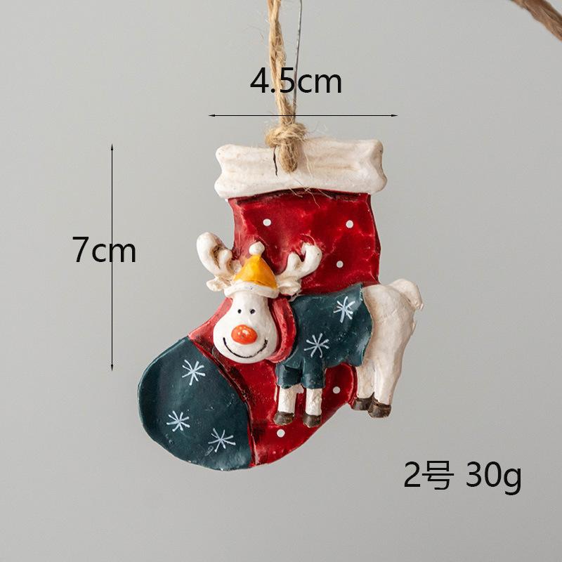 New Christmas Painted Resin Santa Claus Heart Pendant Retro Style Christmas Tree Imitation Ceramic Decoration navidad 2025