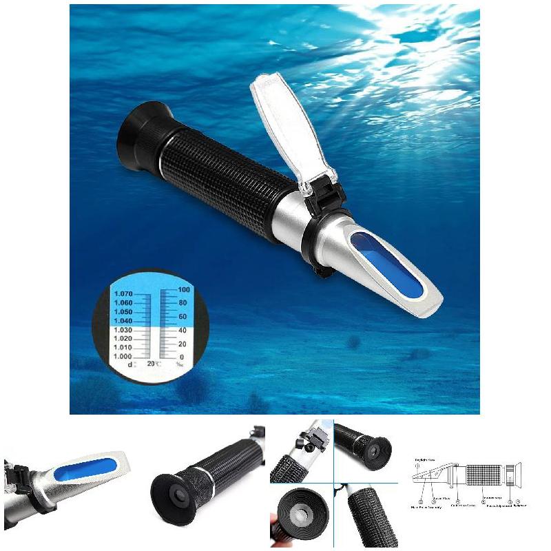 Salinity Meter Refractometer Dual Scale 1.0 to 1.07 S.G. Salt Tester for Drinking Water Aquarium Salt Test Tester Seawater