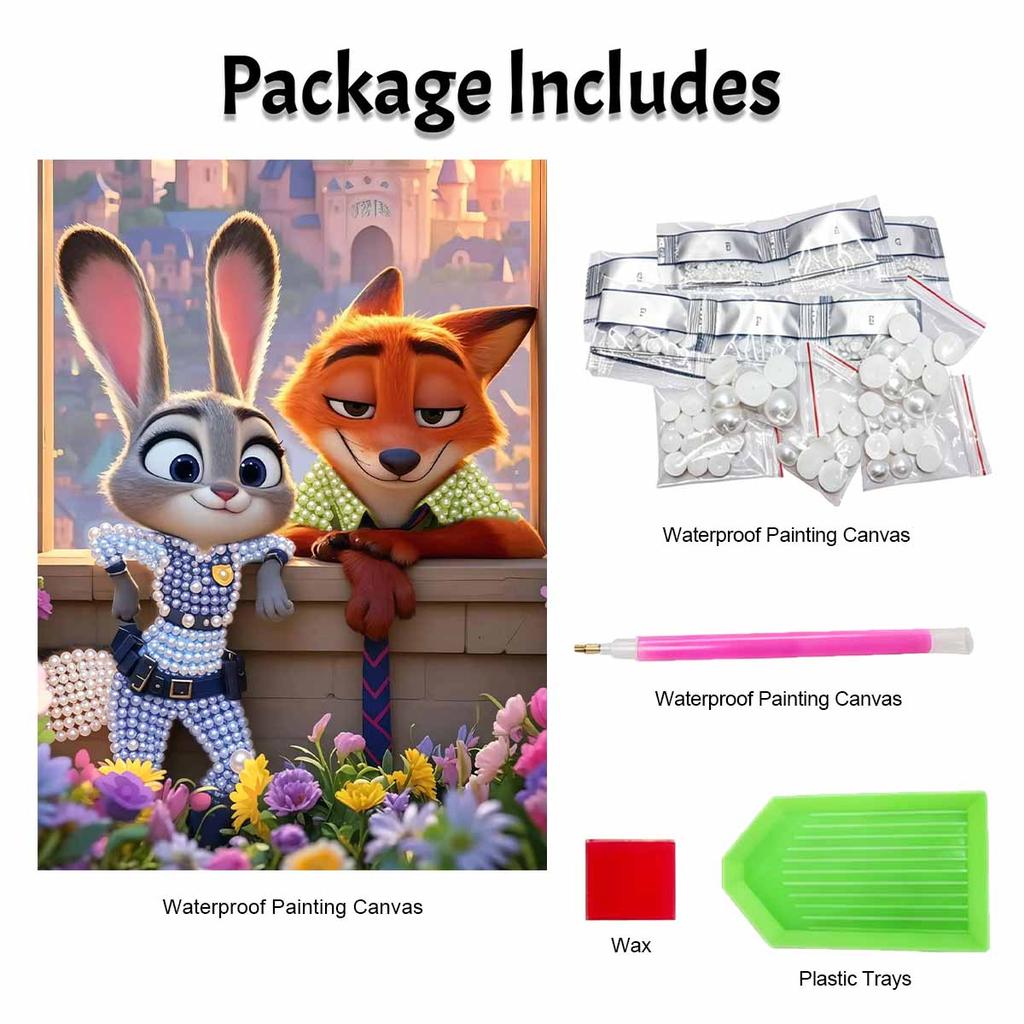 Disney Pearl Painting DIY Zootopia Judy and Nick Pearl Art Painting Pearl Gem Painting, Home Wall Decoration Crafts