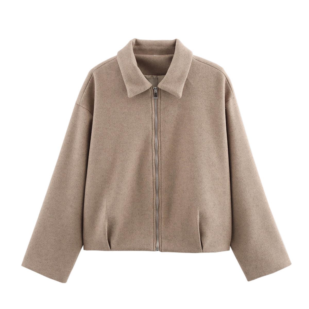 

Весенняя мода 2025 Повседневное короткое пальто на молнии с лацканами Large