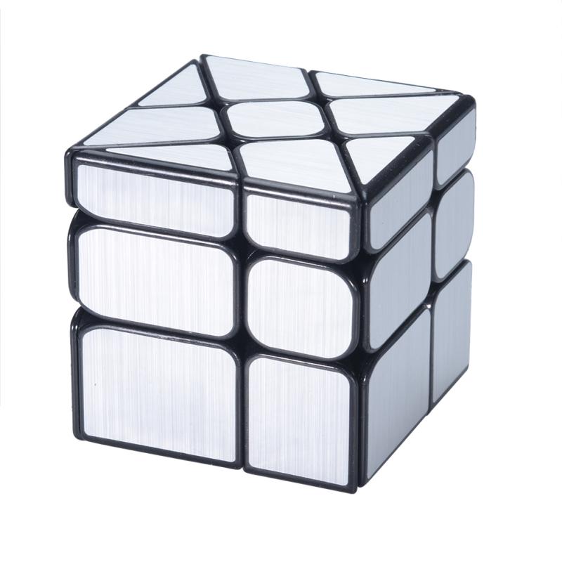 Brain Teaser Brushed Sticker Black Background Twisty Windmill 3x3 Mirror Speed Cube Silver