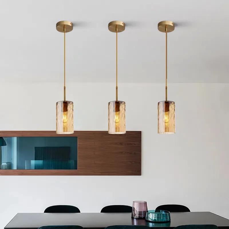 Modern Dining Table Pendant Lights Indoor Bedroom Bedside Creative Personality Staircase Water Ripple Glass Nordic Led Lamps