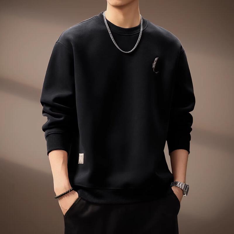 Men's American Retro Embroidered Heavyweight Pullover Sweatshirt