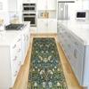Mystic Green Forest Long Kitchen Mat  Magical Open Book Butterfly Plant Moss Scenery Design Anti Slip Washable Decor Runner