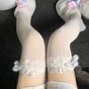 Lace Hairball Lace Calf Socks Women'S Spring And Autumn Stockings With Boots White Knee Socks Jk Black Stockings Women
