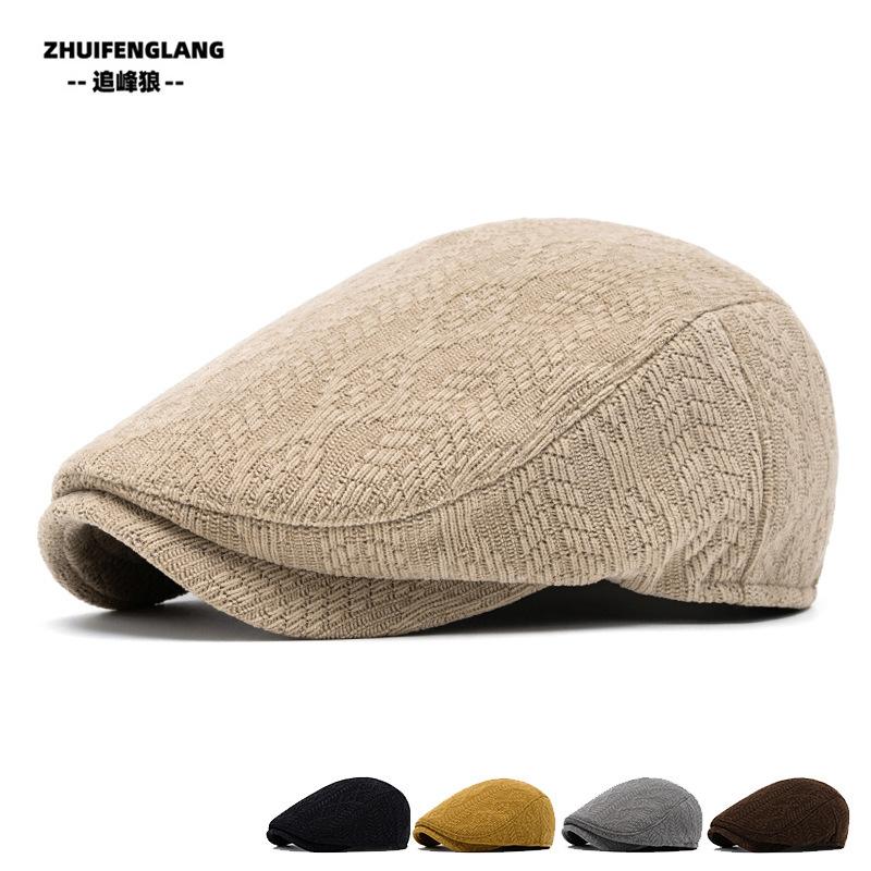 Men and women autumn and winter warm beret painter hat wool knitted cap casual forward hat British newsboy hat