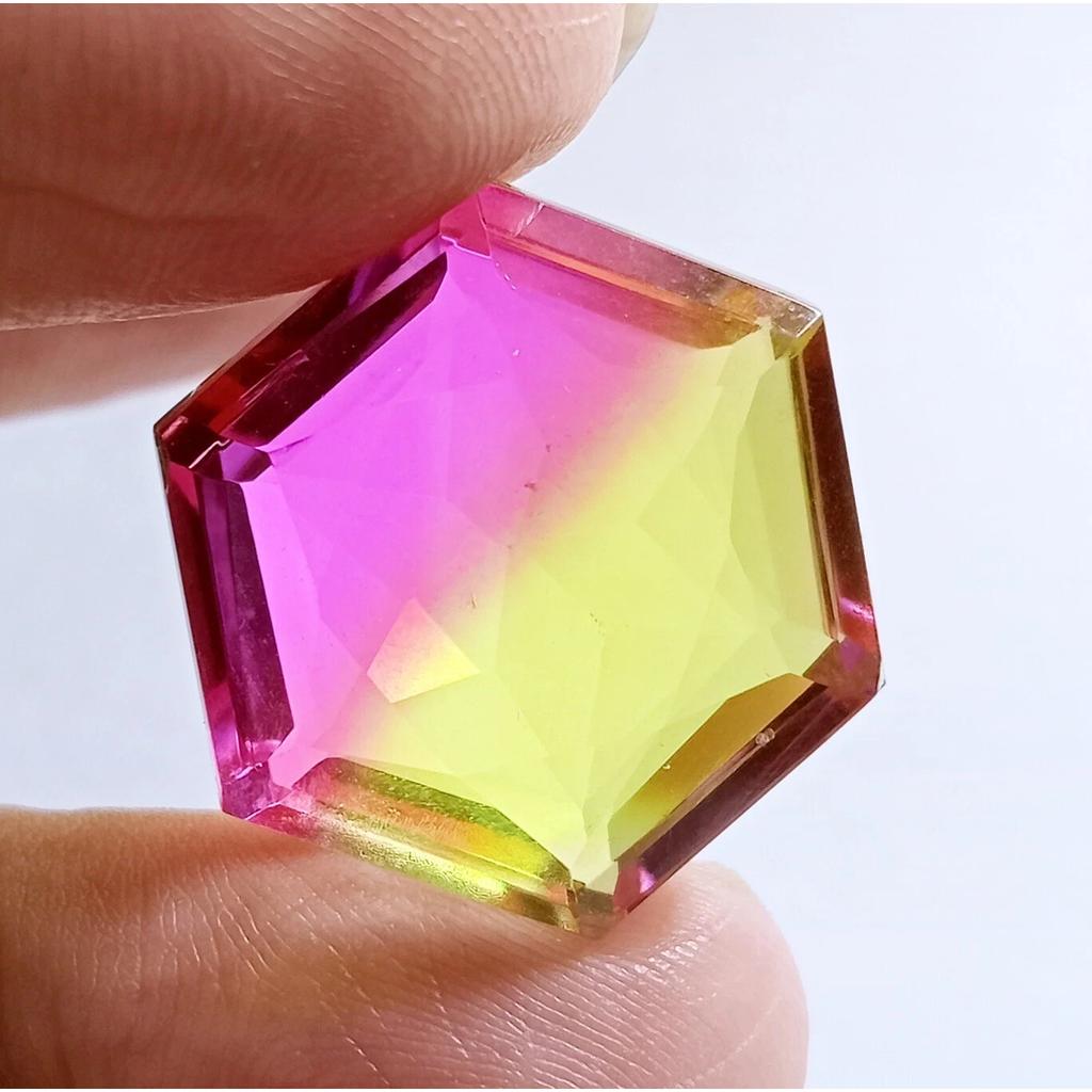 Natural Hexagon Tourmaline Bi-Color Fancy Cut 22+ Ct Stunning Gemstone