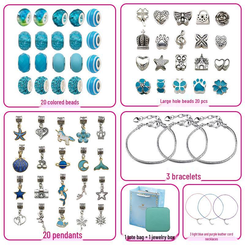 

Набор детских браслетов из синих кристаллов «Сделай сам» из 66 предметов с изысканными подвесками