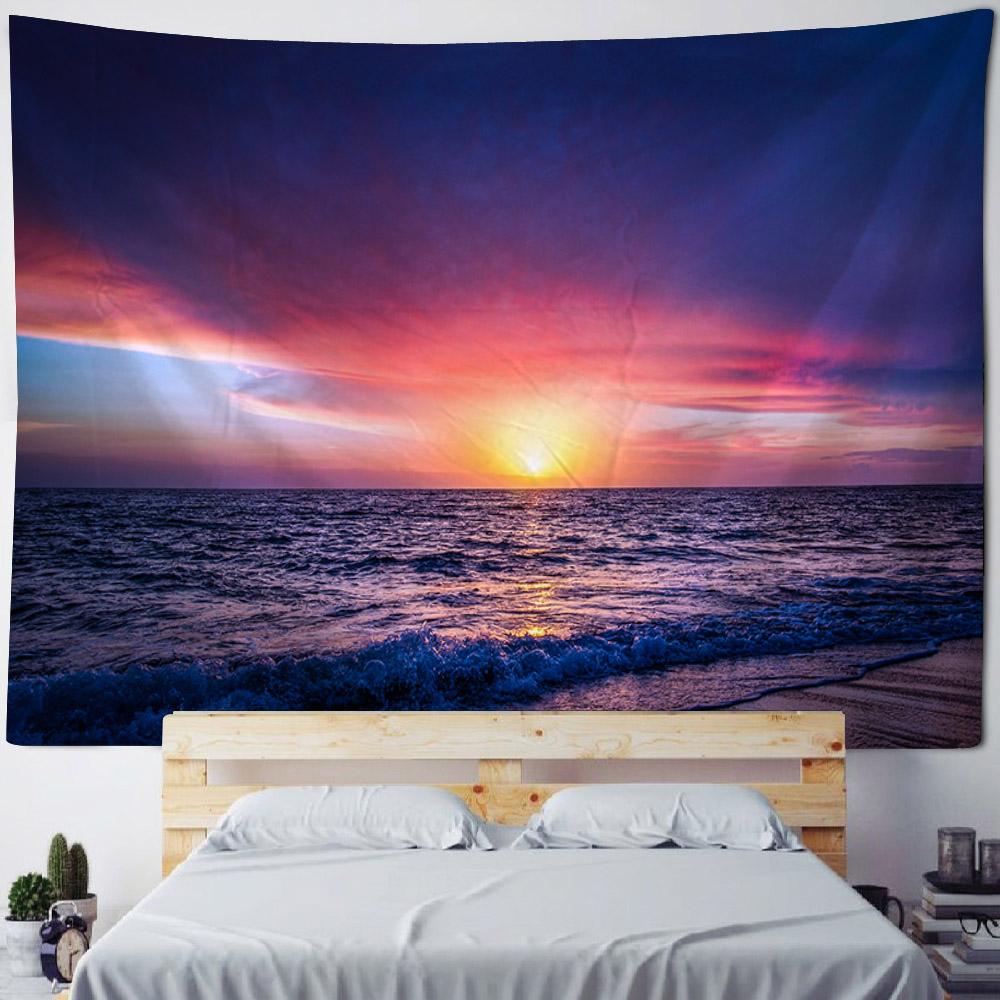 Sea View Tapestry, Bohemian Print Wall Hanging, Living Room, Bedroom Art Decoration, Beach, Sunset, Home Wall Decoration