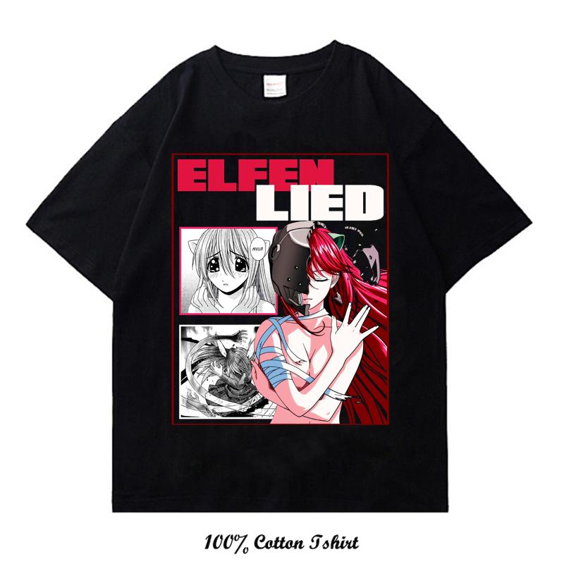 Nový letní styl ležérní tričko Elfen Lied nadměrné vintage pánské dámské s grafickým potiskem streetwear oblečení 100% bavlna topy trička