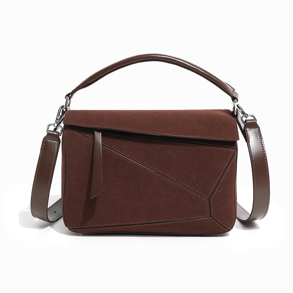 2024 Spring/Summer New Women's Bag Mini Geometric Bag Soft Leather Pillow Bag Single Shoulder Crossbody Bag Patchwork Quilted Handbag