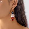 Design Sense Wooden Bead Santa Claus Earrings for Women Funny White Snowman Earrings New Year Holiday Exquisite Jewelry Gifts