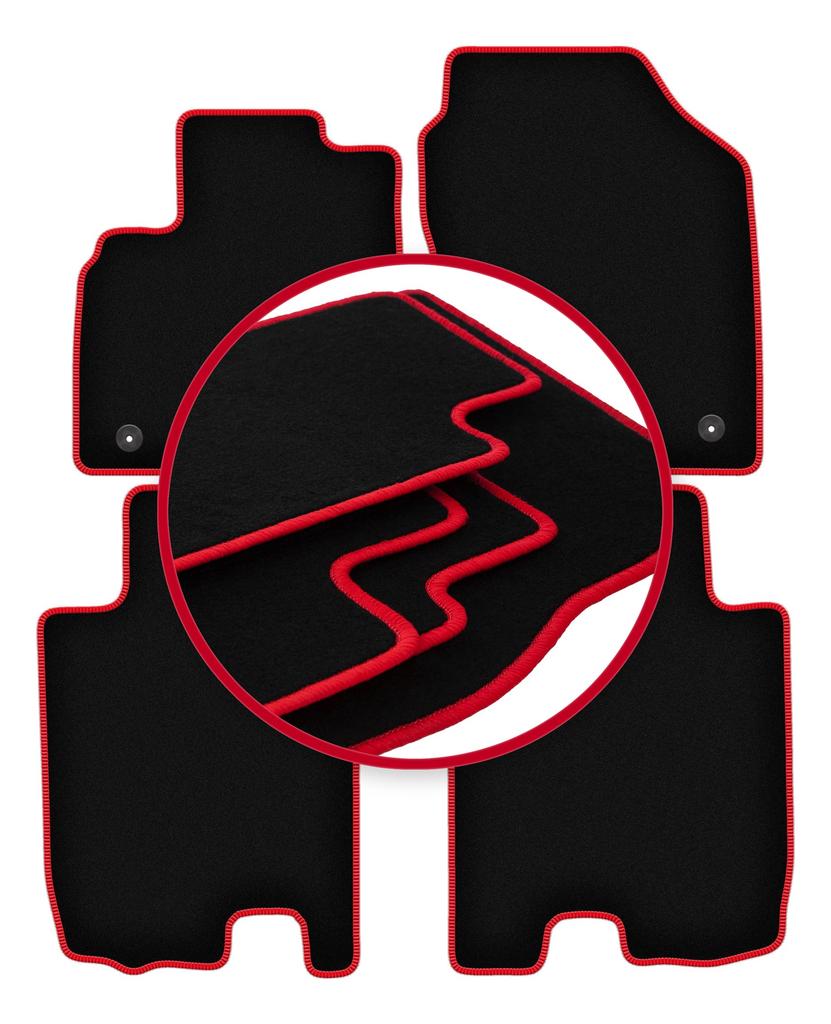 Dywaniki welurowe z czerwoną krawędzią do: Honda Jazz III hatchback (2011-2014)