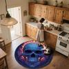 Flaming Skull,Round Area Rug,Carpet Rug for Living Room Bedroom Sofa Playroom Decor,Non-slip Floor Mat